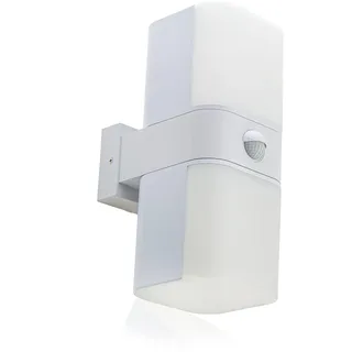 HUBER LED Wandlampe mit Bewegungsmelder 140° 20W, 3300lm I IP65 geschützte LED Außenleuchte mit Bewegungssensor I Wandleuchte innen, Tube, weiß