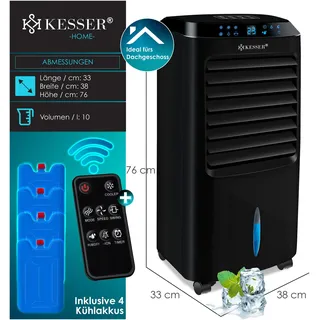 Kesser 4in1 Mobile Klimaanlage, schwarz/silber, Klimaanlage, Schwarz, Silber