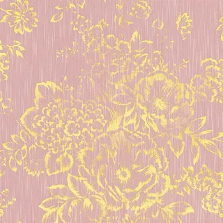 Bricoflor Florale Tapete Rosa Gold Blumen Textiltapete mit Metallic Effekt in Rosegold Vlies Blumentapete mit Textil Muster für Schlaf und Wohnzimmer