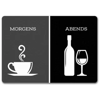 speecheese Fußmatte Morgens Kaffee abends Wein Fußmatte randlos mit und Motiv