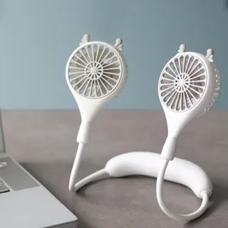 Fauitay Tragbarer Nackenventilator, Persönlicher Ventilator, Tragbarer Nackenventilator, Wiederaufladbar über USB, mit 360° Verstellbarer Windrichtung, Silikonkissen für Outdoor-S (Weiß)