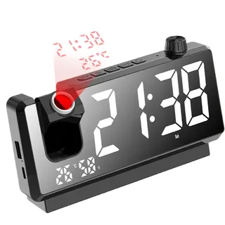 Mimoqk Time Projection Clock, Smart Electronic Alarm, Temperatursensor-Display, interaktiv, 180 ° drehbar, Stundenprojektor, Digitaler Bedside Timepiece für Home oder Reise, 180 x 1,65 x 3,5 Zoll