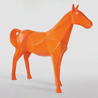 Casa Padrino XXL Deko Skulptur Pferd Orange 220 x H. 190 cm - Lebensgroße Garten Figur