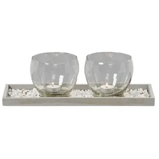 BOLTZE GRUPPE GmbH Windlicht Windlicht Set 4tg Windlichtset Holztablett Tablett Kerzen Glas