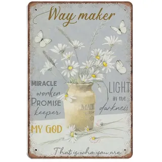 Dreacoss Floral Way Maker That Is Who You Are Blechschilder, Daisy Jar And Butterflys, religiöse christliche Kunst, Vintage-Poster, Metallschild, lustiges Geschenk für Mutter, Vater, 20,3 x 30,5 cm