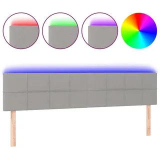 vidaXL LED Kopfteil Hellgrau 180x5x78/88 cm Stoff