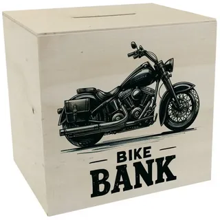 speecheese Spardose Cruiser Motorrad Spardose aus Holz mit Spruch Bike Bank