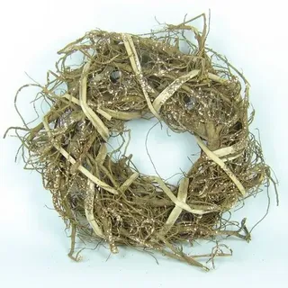 Kranz Schilf Strauch 30cm gold Glitter Weihnachten Türkranz Adventskranz Winter