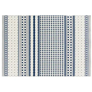 Teppich DomDeco In- & Outdoor-Teppich "Rows n Columns", DomDeco, rechteckig, Höhe: 6 mm blau|weiß