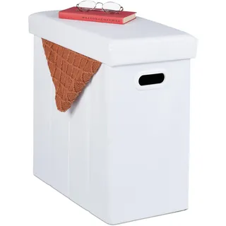 Relaxdays Sitzhocker mit Stauraum Kunstleder 49 x 48,5 x 27 cm Weiß
