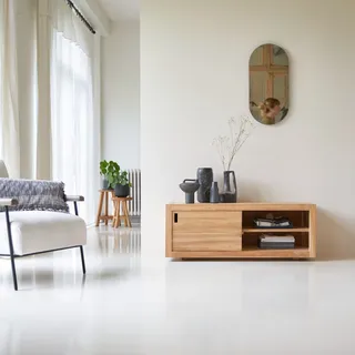 TV Schrank Fernsehschrank Lowboard aus Teakholz im skandinavischen Stil 120 cm