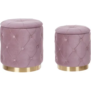 Beliani Pouf mit Stauraum Samtstoff rosa 2er Set PUEBLO