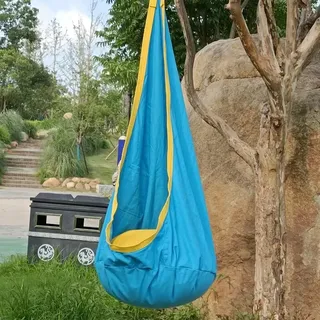Hängesessel Für Kinder (drinnen/draußen), Kinderschaukel, Aufblasbares Kissen, Tragetasche Aus Reinem Nylon-baumwollgewebe, Hängematte, 160 X 70 Cm