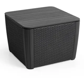 Allibert Luzon Plus flachwicker Gartentisch anthrazit - Rattanoptik, wetterfest, Outdoor
