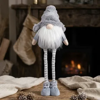 XL Wichtel Deko Figur groß Weihnachten Gnom ausziehbare Beine 55 cm blau