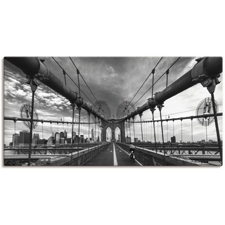 Wandbild ARTLAND "Brooklyn Bridge New York III" Bilder Gr. B/H: 100 cm x 50 cm, Leinwandbild Brücken, 1 St., schwarz Kunstdrucke