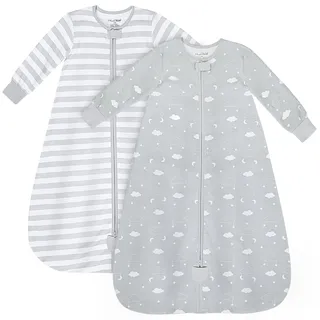 Bio-Baumwolle Baby Schlafsack 1,0 TOG Ganzjahres-Schlafsack 2er-Pack | Atmungsaktiv, leichter Sommerschlafsack aus GOTS--zertifizierter Bio-Baumwolle für 6–12 Monate von Mama Cheetah - M (6-12 M)