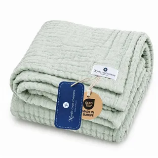 Babydecke Babydecke Musselin Kuscheldecke Puckdecke Baby & Neugeborene, Nordic Coast Company, Sommerdecke, Puck-u. Stilltuch, Einschlagdecke, Baumwolle atmungsaktiv grün