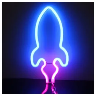MUPOO LED Dekolicht LED Neon Sign Neon Schild - USB oder batteriebetrieb Neonlicht, Leuchtschilder Neon Sign Light, Schlafzimmer Weihnachten Party Kinderzimmer,Wand LED Deko Rakete