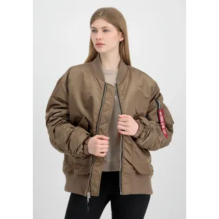 Alpha Industries Bomberjacke ALPHA INDUSTRIES "CWU MA-1 Bomber NC Women", Damen, Gr. L/XL, grau (taupe), Obermaterial: 100% Nylon, Lining/Füllung: 100% Polyester, Jacken Bomberjacke