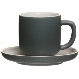 Ritzenhoff & Breker Jasper Espressotassen mit Untertassen, Grau, 240 ml, Espressogeschirr mit Soft-Touch-Haptik & Mattglasur, Spülmaschinengeeignet