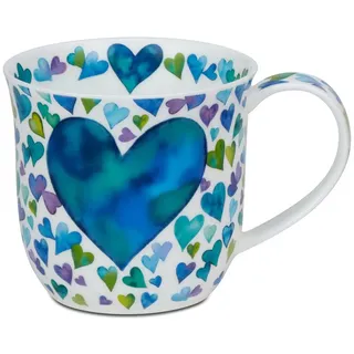 Dunoon Tasse Becher Cumbrae Big Love blau 450 ml Bone China Kaffeetasse Teetasse, 1-tlg., Porzellan, Spülmaschinengeeignet bunt