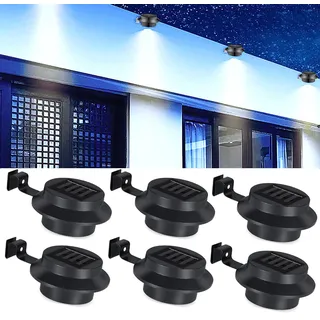 Comforty 6 Stück Solarlampen für Außen, Dachrinnen Solarleuchten Wasserdichte Solar Garten Wandleuchte Dachrinnenbeleuchtung, Solar Wegeleuchte für Haus, Zaun, Garte, Schwarz