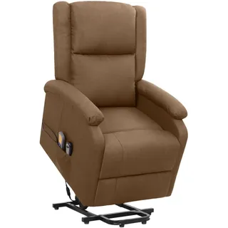 vidaXL Massagesessel, Elektrischer Sessel mit Aufstehhilfe, Relaxsessel mit Liegefunktion Vibrationsfunktion, Verstellbarer Fernsehsessel Aufstehsessel, Braun Stoff