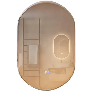 Costway LED-Spiegel 80x50cm mit Anti-Beschlage Spiegelheizung, Badspiegel 3000K-6500K dimmbar, Badezimmerspiegel Wandspiegel