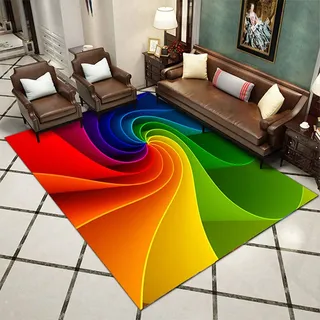 3D Wirbel Illusion Teppich Wohnzimmer Dekor Teppich Abstrakt Geometrisch Optisch Fußmatte Bodenmatte Orange Lila Blau Trap Effekt Streifen Gitter Schlafzimmer Nachttisch Rug (Farbe 2,40x60 cm)