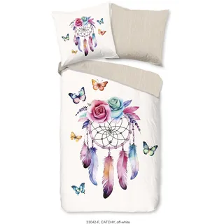 Kinderbettwäsche GOOD MORNING "Catchy", beige (sand), B/L: 135cm x 200cm, 1 Stk., 1 Stk., Flanell, B/L: 80cm x 80cm, 2 Stk., Flanell, Obermaterial: 100% Baumwolle, Bettwäsche, Flanell Biber, 135x200, Warm, Reißverschluss, Wende, Kind, Federn Sand