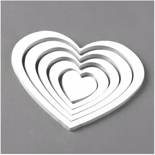 Melko Wanddekoobjekt Wandtattoo Wandaufkleber Herzen in 3D Optik Holz 5tlg. Set Wandbild (Stück), Herzen lassen sich zusammen oder getrennt befestigen weiß