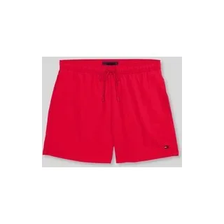 Regular Fit Badehose mit Logo Stitching, Rot, XXL