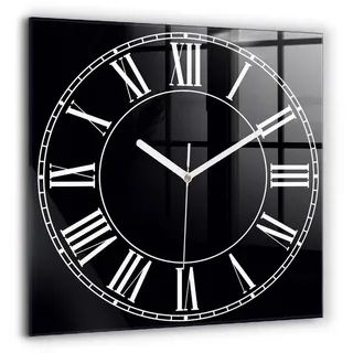 Tulup Wanduhr Glas Wanduhr Mit Motiv Schwarze römische Ziffern Wanduhr Aus Glas 60 cm x 60 cm