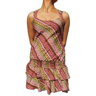 PANASIAM Tunikakleid Sommerkleid in verschiedenen Designs farbenfrohe Tunika aus feiner Viskose auch für Schlagerparty 70er Party oder Festivals ein Hingucker bunt