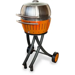 LotusGrill XL Gartengrill Set Mandarinenorange - Grillwagen mit Grillhaube XL au
