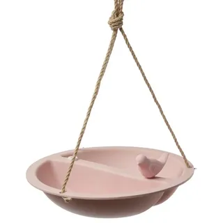 MARELIDA Vogeltränke Futterstelle mit Vögelchen zum Aufhängen Vogelbad Futterschale rosa rosa