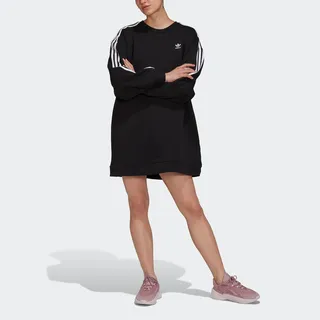 Shirtkleid ADIDAS ORIGINALS "ADICOLOR CLASSICS LONG SLEEVE SWEATKLEID" Gr. 38, N-Gr, schwarz (black) Damen Kleider Freizeitkleider