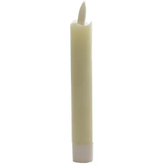 B & S LED Echtwachs Stabkerze kurz 16 cm mit Flackereffekt und Timer creme