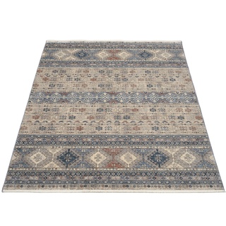 Teppich OCI DIE TEPPICHMARKE "GRAND FASHION IKARUS" Teppiche Gr. B/L: 65 cm x 130 cm, 5 mm, 1 St., grau (grau, blau) Esszimmerteppiche