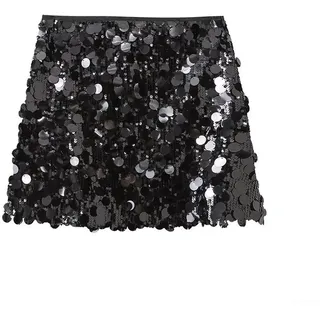 Modischer Damen Minirock mit schimmernden Pailletten für Partys und Shoppingtouren (S Schwarz)
