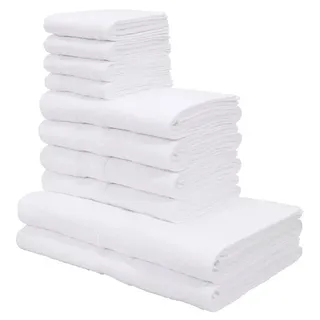 OTTO home Handtuch Set Vanessa, 10-tlg Handtuch-Set, weich, in Standard- und Premium-Qualität, Walkfrottee (Set, 10-St), 100% Baumwolle, Duschtücher, Handtücher, Gästetücher, mit Bordüre weiß
