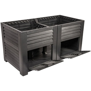 Jelenia Plast Hochbeet klassisch mit Staufächern 150 x 76 x 78 cm anthrazit