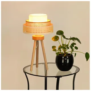 Brilagi - Tischlampe CEDAR LUNETA 1xE27/15W/230V Rattan braun/creme - Beige/Braun