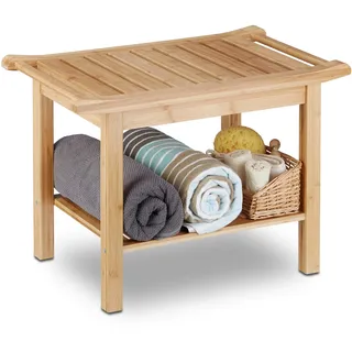 Relaxdays Sitzbank Bambus Hellbraun 45 x 66 x 40 cm