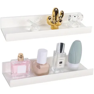 Guittly 2pcs Wandregal Weiße Ohne Bohren, Regal Wand Acryl, Schweberegal Bilderleiste, Geeignet für Küche, Badezimmer, Büro, Wohnzimmer