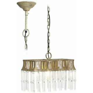 LOBERON Hängelampe Ocean, Jugendstil-Design, Aufwendig Geschliffene Glasprismen, mit Antik-Finish, Faszinierende Lichtreflexe, Hängeleuchte, Eisen, Glas, antikcreme