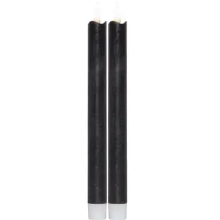 MARELIDA LED Stabkerzen Flamme Echtwachs 2er Set in schwarz - H: 25cm | Gr.: onesize