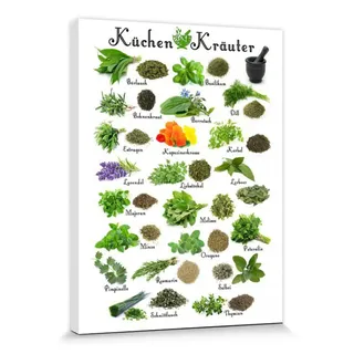 1art1 Kochkunst Poster Küchen-Kräuter Bilder Leinwand-Bild Auf Keilrahmen | XXL-Wandbild Poster Kunstdruck Als Leinwandbild 40x30 cm