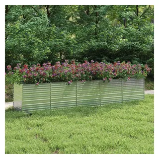 vidaXL Garten-Hochbeet verzinkter Stahl rechteckig 400 x 80 x 77 cm Silber 